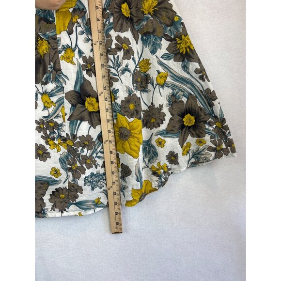 Umgee Floral Print Sleeveless Tunic Mini Dress Womens S Yellow Gray Teal - Picture 6 of 11